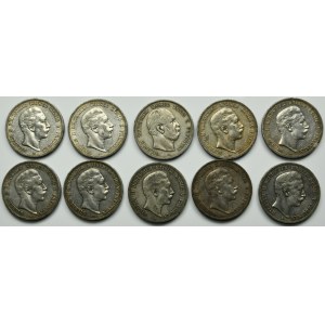 Set, Germany, German Empire, Wilhelm I and Wilhelm II, 5 Mark (10 pcs.)