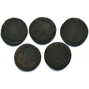 Set, Russia, Catherine II, 5 Kopeck (5 pcs.)