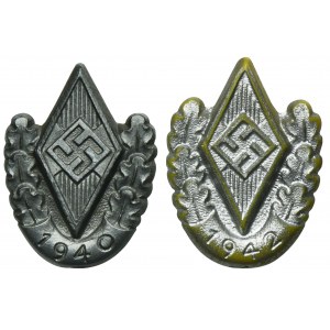 Zestaw, Niemcy, III Rzesza, Odznaka sportowa Hitlerjugend 1940 i 1942 (2 szt.)