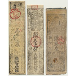 Japonia, zestaw hansatsu XVIII wiek (3 szt.)