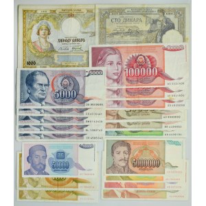Jugosławia, zestaw banknotów (20 szt.)