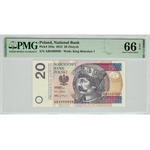 20 złotych 2012 - AB - PMG 66 EPQ