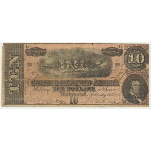 USA, Confederate States America, Richmond, 10 dolarów 1864