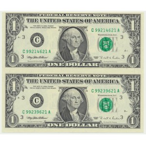 USA, Philadelphie, $1 1995 - C - paire non coupée