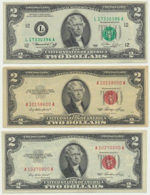 USA, $2 1953-76 (3 kusy).