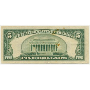 États-Unis, sceau bleu, $5 1934 - Clark &amp; Snyder