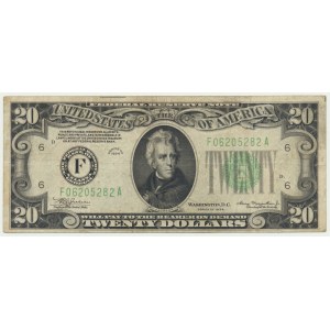 USA, Green Seal, Atlanta, 20 Dollars 1934 - F - Julian & Morgenthau -