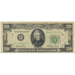 USA, Green Seal, New York, 20 Dollars 1950 - B - Clark & Snyder -