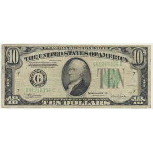 USA, Green Seal, Chicago, 10 Dollars 1934 - G - Julian & Snyder -
