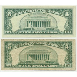 USA, Green Seal, 5 dolarów 1950-69 (2 szt.)