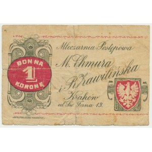 Krakow, Progressive Dairy M. Chmura and R. Zawilinski, 1 crown 1919