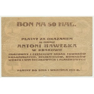 Cracow, Antoni Hawełka, 50 haler 1919 - unlisted