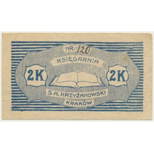 Krakov, S.A. kníhkupectvo. Krzyżanowski, 2 koruny 1919 - OBIEGOWY