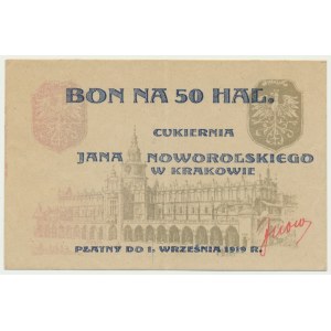 Krakow, Jan Noworolski's Confectionery, 50 haleras 1919 - circulated