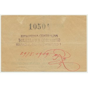 Krakow, Café Central Boleslaw Gorski, 1 crown 1919 - handwritten date stamp