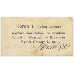 Krakow, J. Wentzl, 1 crown 1919 - numerator 4 mm