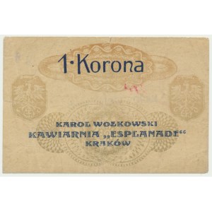 Kraków, Kawiarnia Esplanade, 1 korona 1919 - stempel 1918