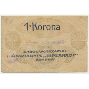 Krakow, Café Esplanade, 1 crown 1919 - stamp 1916
