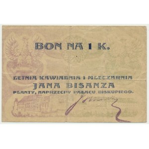 Krakow, Jan Bisanz, Summer Café and Dairy, 1 crown 1919 - circulated