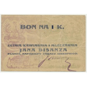 Kraków, Jan Bisanz, Letnia Kawiarnia i Mleczarnia, 1 korona 1919 - obiegowy