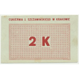 Kraków, Cukiernia J. Szczawińskiego, 2 korony 1919 - feuille vierge