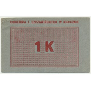 Kraków, Cukiernia J. Szczawińskiego, 1 korona 1919 - blankiet