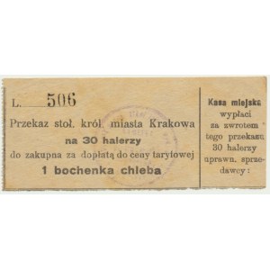 Krakow, Voucher 30 haler for the purchase of 1 loaf of bread
