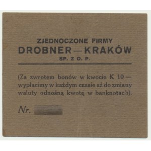 Kraków, Zjednoczone Firmy Drobner, 1 korona 1919 - blankiet