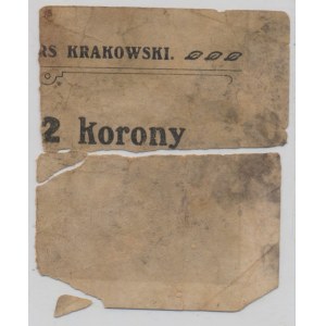 Krakow, Former Resurs Krakowski, 2 crowns 1919 - half voucher