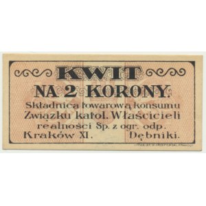 Kraków, Składnica Związku katol. Właścicieli realności, 2 korony 1919