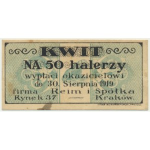 Kraków, Reim i Spółka, 50 halerzy 1919 - obiegowy
