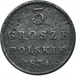 Królestwo Polskie, 3 grosze polskie 1834 IP - SKRĘTKA