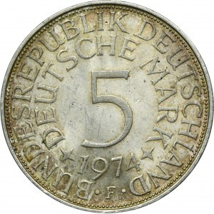 Germany, FRG, 5 Mark Stuttgart 1974 F