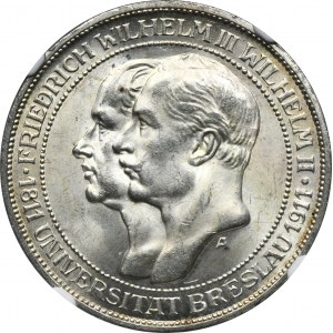 Niemcy, Królestwo Prus, Wilhelm II, 3 Marki Berlin 1911 A - NGC MS64