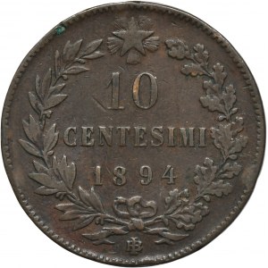 Italy, Umberto I, 10 Centesimi Birmingham 1894 BI