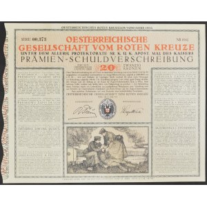 Austria, Red Cross Society, premium debt record, 20 crowns 1916