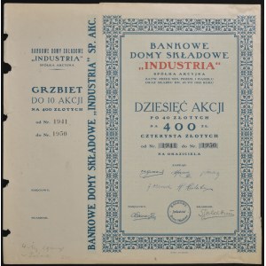 Bankowe Domy Składowe Industria S.A., 10 x 40 zł 1927
