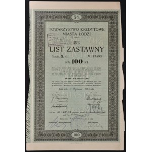 TKM Łódź, 5% pledge letter, 100 zloty 1933