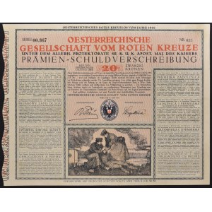 Austria, Towarzystwo Czerwonego Krzyża, premiowy zapis długu, 20 koron 1916