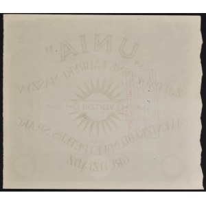 „Unia” Zjednoczone Fabryki Maszyn dawniej A. Ventzki i Peters S.A., 100 zł 1927