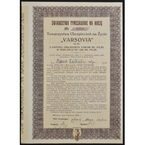 Towarzystwo Ubezpieczeń na Życie Varsovia S.A., provisional certificate for shares, 1920
