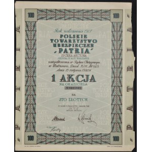 Patria Polskie Towarzystwo Asekuracji i Reasekuracji S.A., PLN 100.