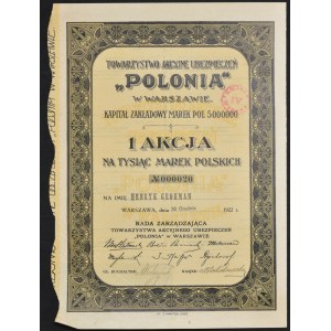 Joint Stock Insurance Company Polonia, 1,000 mkp 1922