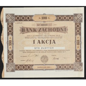 Bank Zachodni S.A., 100 zloty 1929, Issue I