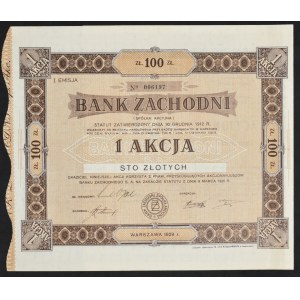 Bank Zachodni S.A., 100 zł 1929, Emisja I