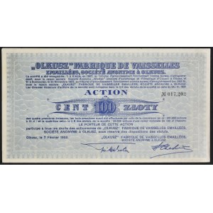 Olkusz Fabryka Naczyń Emaliowanych S.A., 100 zloty 1933