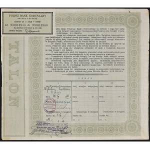 Polski Bank Komunalny S.A.. 5 x 100 zł 1928, Emisja V