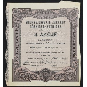 Modrzejowskie Zakłady Górniczo-Hutnicze S.A., 4 x 50 zł, 1927