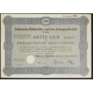 Gliwice, Schlesische Elektricitäts und Gas AG, 200 marks 1927