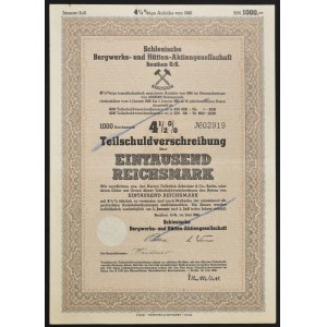 Schlesische Bergwerks- und Hütten AG Beuthen O/S, 4.5% bond 1,000 marks 1940